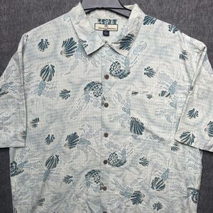 Tommy Bahama Shirt Mens XL Sea Shells 100% Silk Button Up Shirt Relax Multicolor